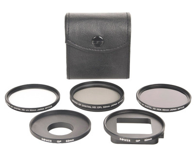 Bower Xtreme Action Series VFKGP6 6-Piece Filter Kit for GoPro Hero 3 & 3+ (UV, CPL, ND8) (Black)