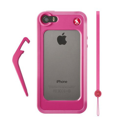 KLYP Pink Bumper for iPhone 5/5S + kickstand + hand-wrist strap