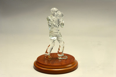 Crystal Standing Photographer with wooden base