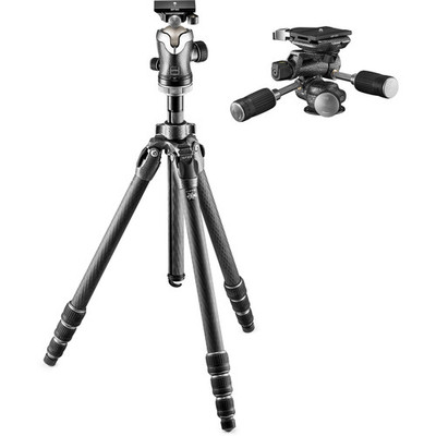 Gitzo - GK2542-82QD Mountaineer Series 2 Carbon Fiber Tripod with Center Ball Head & GHF3W 3-Way Fluid Head (Special 50th Anniversary Kit)