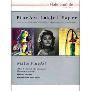 Hahnemuhle Matte Museum Etching, 100% Rag, Natural White Watercolor Inkjet Paper, 22.0 mil., 350 g/mA, 8.5x11", 25 Sheets