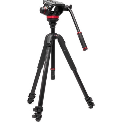 Manfrotto - 3-Section Aluminum Video Tripod Kit with Fluid Head