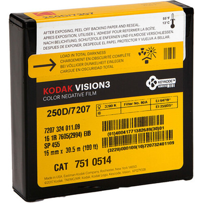 Kodak VISION3 250D Color Negative Film #7207 (16mm, 100' Roll)
