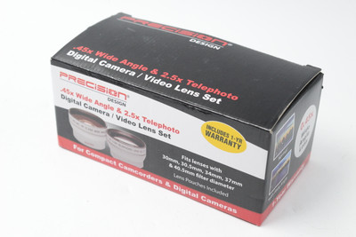 Precision Design 2.5x Telephoto & .45x Wide-Angle Lens Kit. fits 30mm, 30.5, 34, 37, 40.5