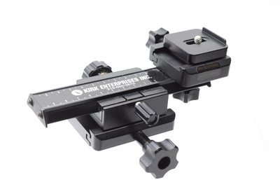 Pre-Owned Kirk Focusing Rail, early version with base and top clamp, small quick release included.
