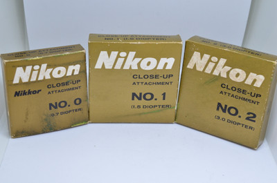 Nikon 52mm Close-Up Filter Set of 3 NEW OLD STOCK - No. 0 (.7 DIOPTER), No. 1(1.5 DIOPTER), No. 2((3.0 DIOPTER)