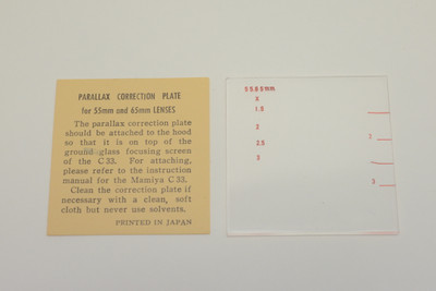 Mamiya C33 Parallax Correction Plate for 55mm and 65mm Lenses