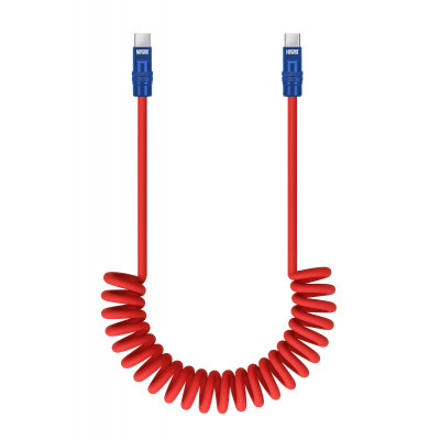 Newell USB-C – USB-C 100 W cable, 2 m, Silicone, Spiral, Red-Navy Blue