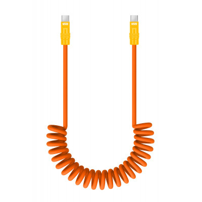 Newell USB-C – USB-C 100 W cable, 1,5 m, Silicone, Spiral, Orange-Yellow