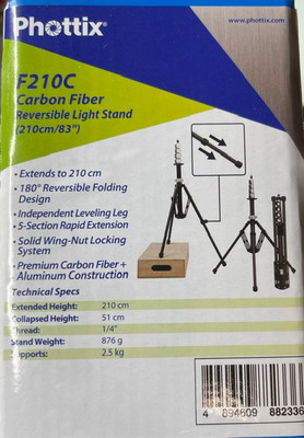 Phottix F210C Carbon Fiber Reversible Light Stand (210cm/83")