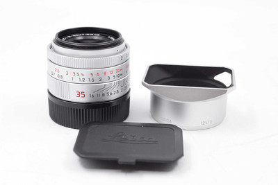 Pre-Owned Leica - Summicron 35mm f/2 M ASPH (Silver) w/ Leica Lens Hood for Summaron-M 35mm f/2 ASPH Lens (Silver) 2 YEAR ACCIDENTAL WARRANTY