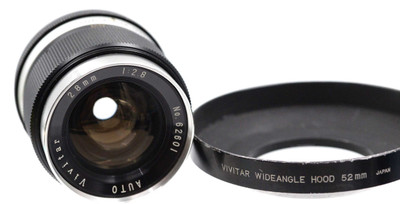 Pre-Owned - Vivitar 28mm f2.8 wide angle lens for Nikon F Mount w/ Vivitar Wideangle Hood 52mm