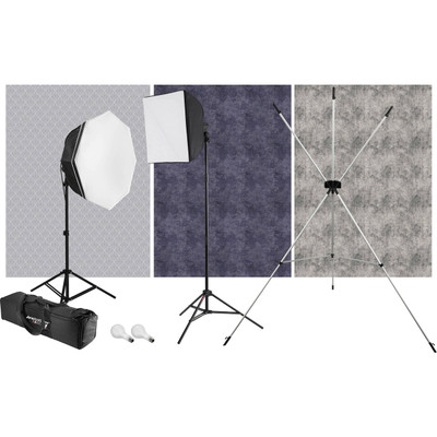 Westcott - uLite 2-Light Kit with X-Drop Stand and 3 Backdrops