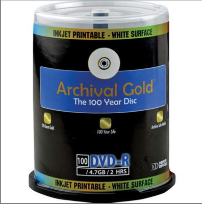 Delkin Archival Gold 10 Dvd W/Inject Printable 100 years archival