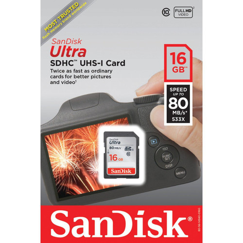 Sandisk Ultra SDHC 16GB 80MB/S C10 Flash Memory Card