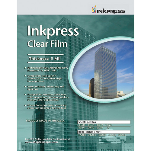 Inkpress Media Clear Film (11 x 17", 20 Sheets)