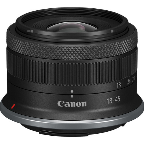 Canon RF-S 18-45mm f/4.5-6.3 IS STM Lens view from side.