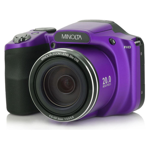 Minolta M35Z 20MP 1080p HD Bridge Digital Camera with 35x Optical Zoom, Purple