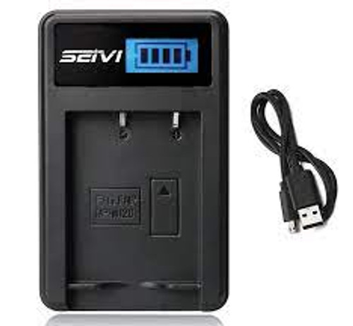 Seivi Battery Single Charger W/ USB Input LCD Display For NP-FW50