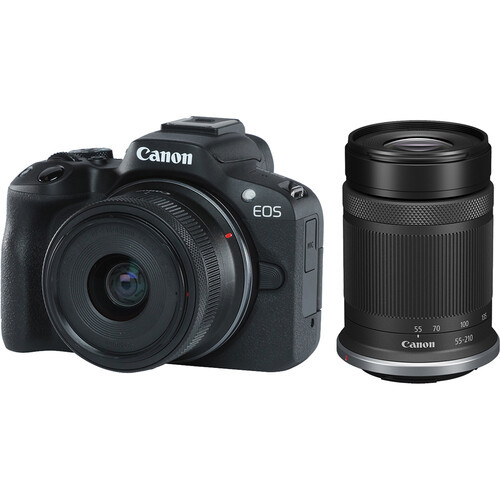 Canon R - EOS R50 Mirrorless Camera w/ 18-45mm and 55-210mm Lenses (Black)