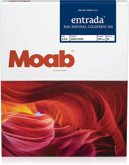 Entrada Rag Natural Coldpress 300gsm 8.5"x11" sheets (25)