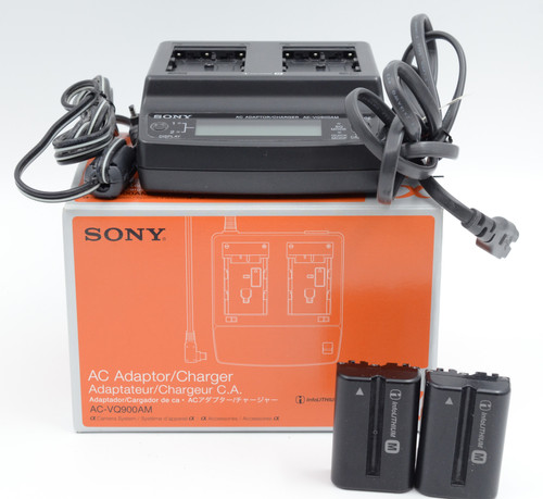 Pre-OwnedSony AC-VQ900AM AC/DC Adapter and Battery Charger for Sony Alpha Digital SLR Camera w/ 2 batteries NP-FM500H