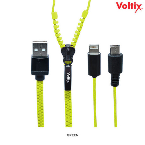 Voltix Zipper Charging Cable (Green)