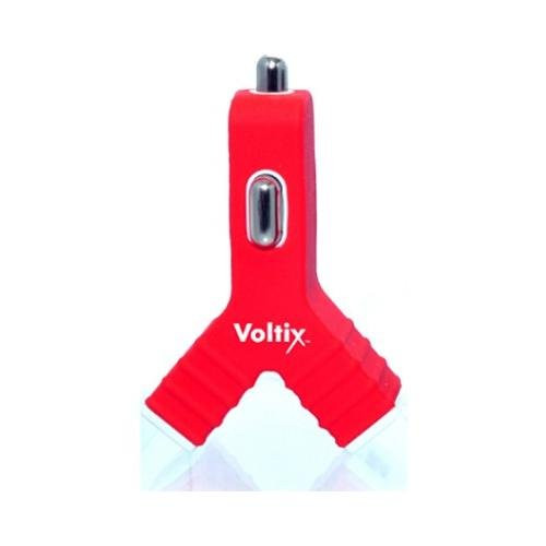 Voltix Dual USB Car Charger 3V (1.5V per port) - Red