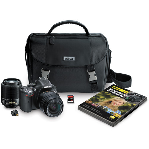 Nikon D5200 Digital SLR Camera Kit with 18-55mm and 55-200mm Lenses (Black)