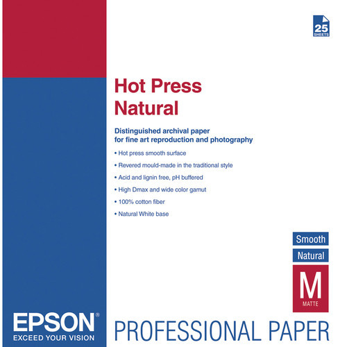 Epson 13"X19" 25Sh Hot Press Natural Smooth Matte Paper