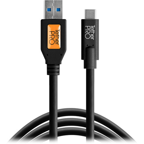 Tether Tools TetherPro USB Type-C Male to USB 3.0 Type-A Male Cable (15', Black)