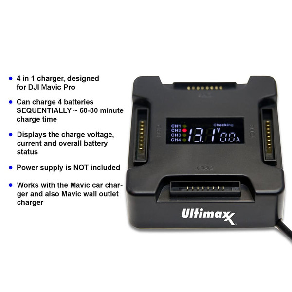 Hub For DJI Mavic PRO 4 IN 1 Multi Display Charger Converter Battery Charging