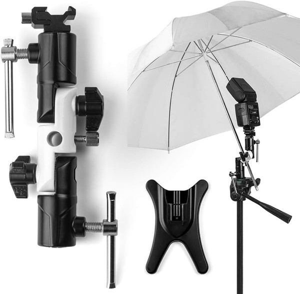 Camera adapter with umbrella holder for light stands