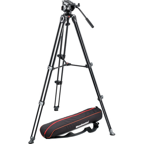 Manfrotto - MVH500A Fluid Drag Video Head with MVT502AM Tripod and Carry Bag