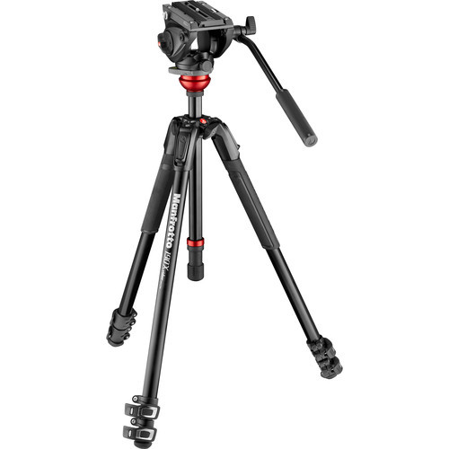 Manfrotto - 500 Fluid Video Head with 190X Video Aluminum Tripod & Leveling Column Kit