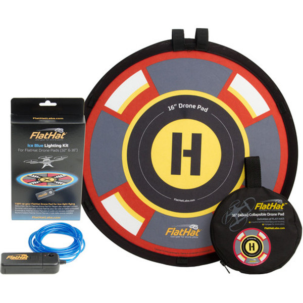 FlatHat 16" Drone Landing Pad with Lighting Kit (Ice Blue)