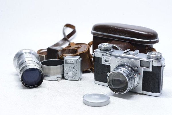 Pre-Owned - Contax IIa w/Zeiss Opton Sonnar T 50mm F/2, Zeiss-Opton Sonnar T 135mm F/4, Sekonic Exposure Meter, Metal Lens Hood & Leather Case