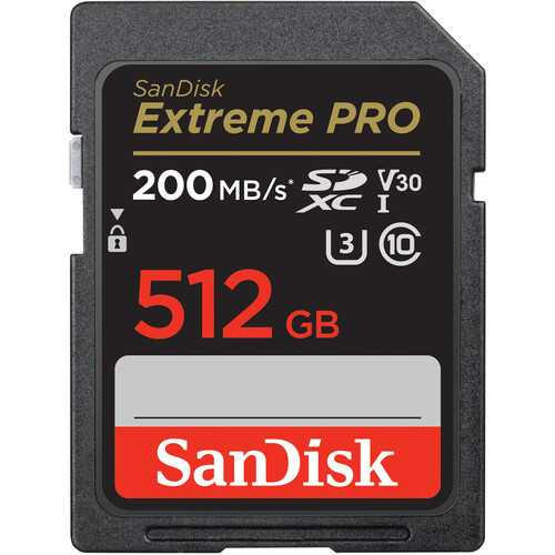 SanDisk 512GB Extreme PRO, 200X UHS-I SDXC Memory Card