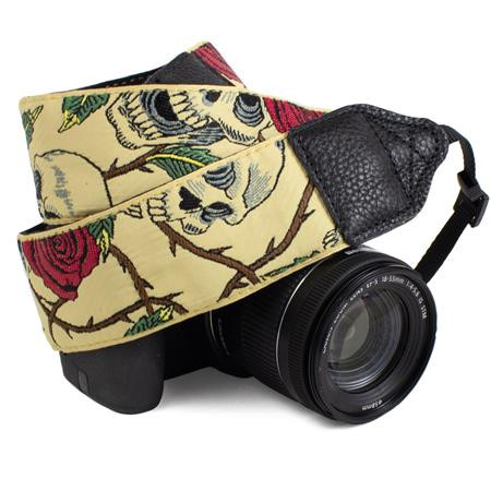 Perri's Leathers CSJ-52 2" Jacquard Camera Strap, Skull/Rose