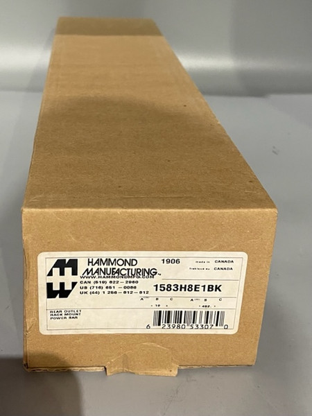 Hammond Rear 8 Outlet Power Strip 10 Amp 1583H8E1BK with Switch