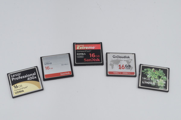 Pre-Owned -16 Gb Assorted CF card, variable brand for one card only.