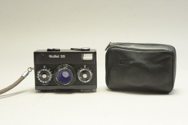 Pre-Owned - Rollei 35 (1983) Compact 35mm Film Camera BLACK -Carl ZeissTessar 40mm f/3.5Lens - Germany