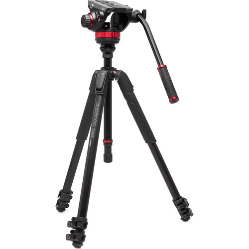 Manfrotto - 3-Section Aluminum Video Tripod Kit with Fluid Head