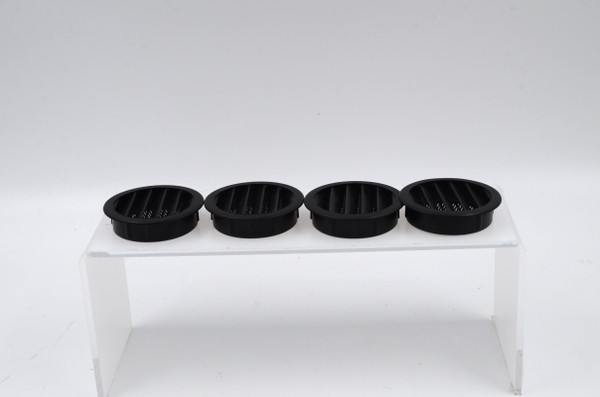 Pre-owned Three sizes of grids, 2" Round Plastic Vent - Black - Package of (4), 1.5" pack of (5), 1" pack of (6). Please see photos for details.