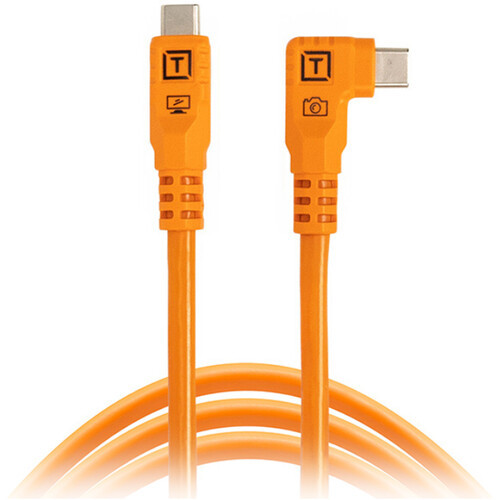 Tether Tools TetherPro Optima USB-C Cable (10', High-Visibility Orange, Right-Angle)