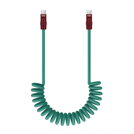Newell USB-C - USB-C Cable 100W, 1.5m, Silicone, Coiled, green-maroon