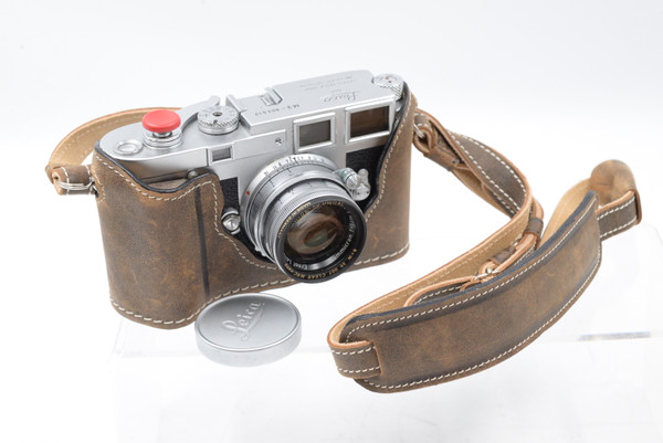 Pre-Owned - Leica M3 Double Stroke RF Film Camera w/ Summicron 5cm F2 strap and half case, B+W FILTER