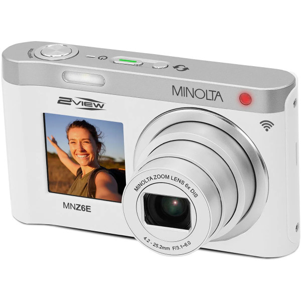 Minolta MNZ6E 64MP 4K Ultra HD Wi-Fi Dual LCD Screen Digital Camera White