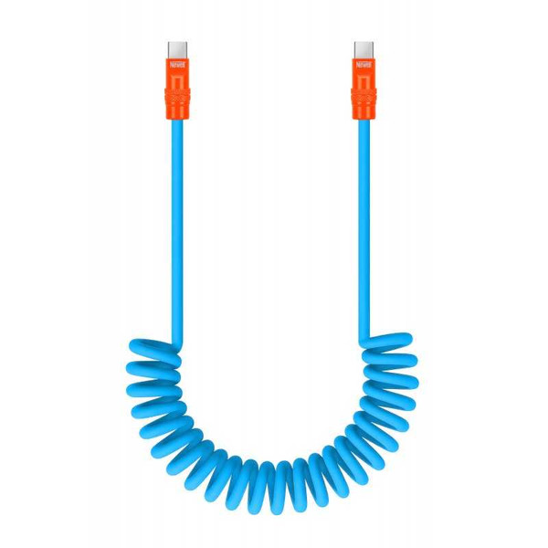 Newell USB-C – USB-C 100 W cable, 2 m, Silicone, Spiral, Blue-Orange