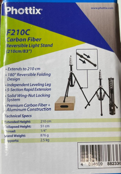 Phottix F210C Carbon Fiber Reversible Light Stand (210cm/83")